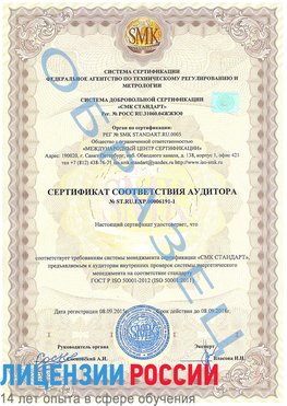 Образец сертификата соответствия аудитора №ST.RU.EXP.00006191-1 Сестрорецк Сертификат ISO 50001